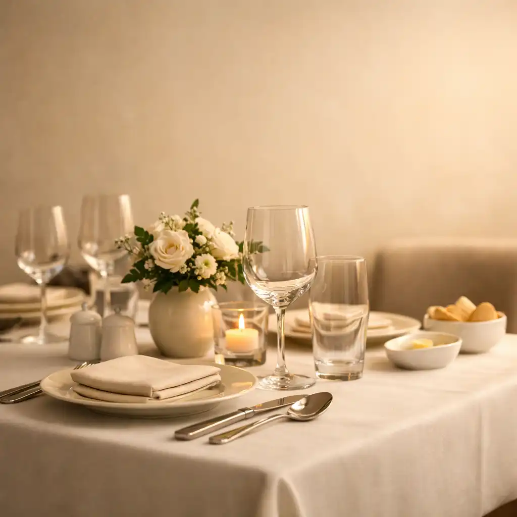 Elegancko nakryty stół w restauracji Stol Zavon